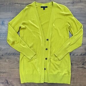 J Crew Womens Small V-neck Cardigan Sweater Long Sleeves Button Front Yellow